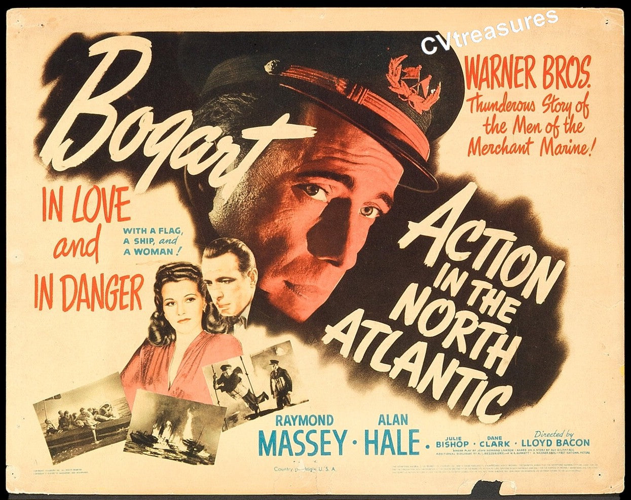 Action in the North Atlantic Vintage Title Lobby Card Movie Poster Masterpiece Humphrey Bogart
