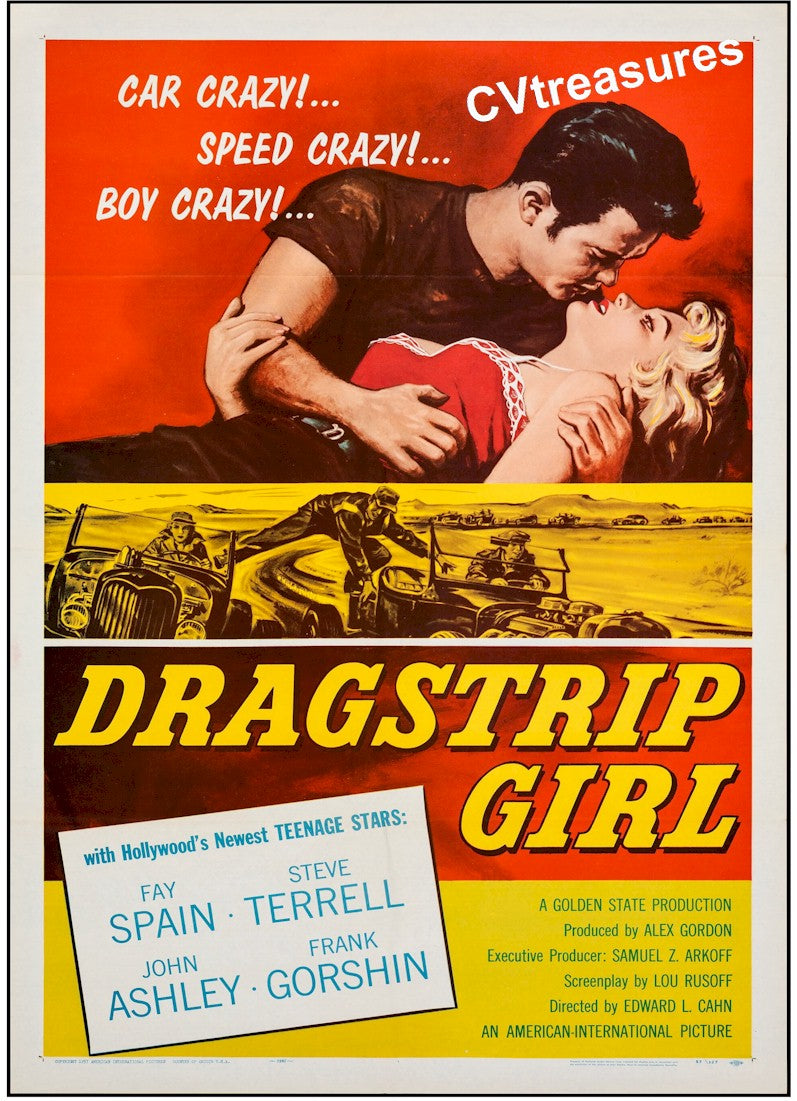 Classic Car Vintage Movie Poster One Sheet DRAGSTRIP GIRL 1957