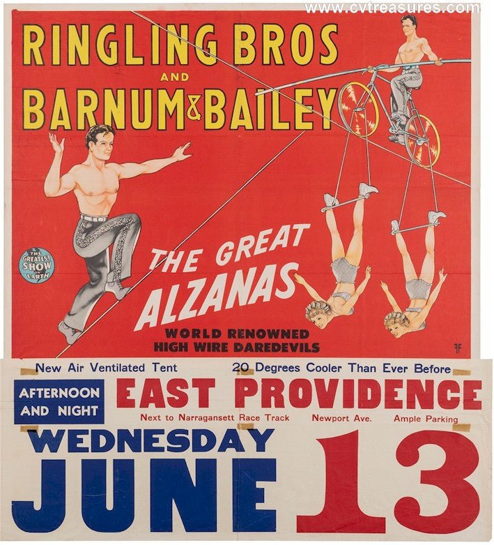 Barnum & Bailey Circus Original Vintage Circus Poster Providence RI 1951