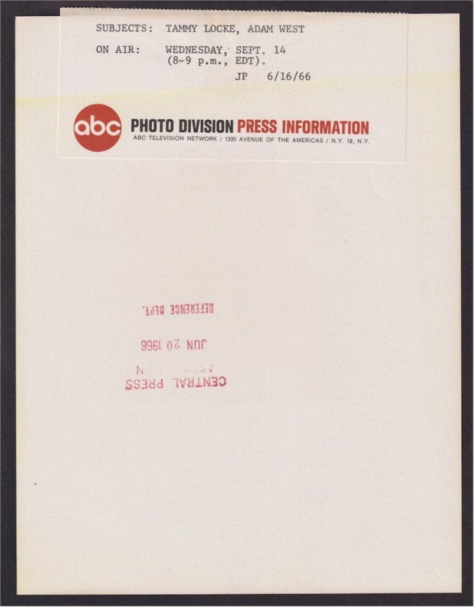 Batman 1966 Original Vintage ABC Network Photo Adam West