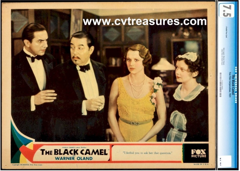 Black Camel Charlie Chan Vintage Lobby Card Horror Movie Theater Poster Oland Warner Bela Lugosi Guaranteed Authentic Original