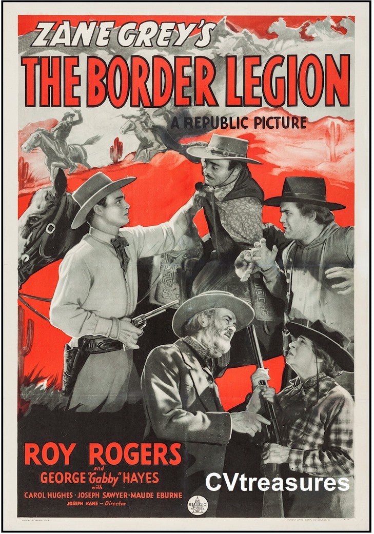 Border Legion ROY ROGERS Original vintage Western Movie Theater Poster Linen Backed