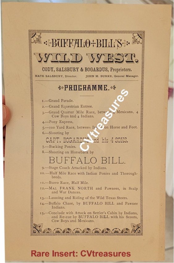Buffalo Bill Cody Antique Official Wild West Show Program 1884 Vintage Western Memorabilia