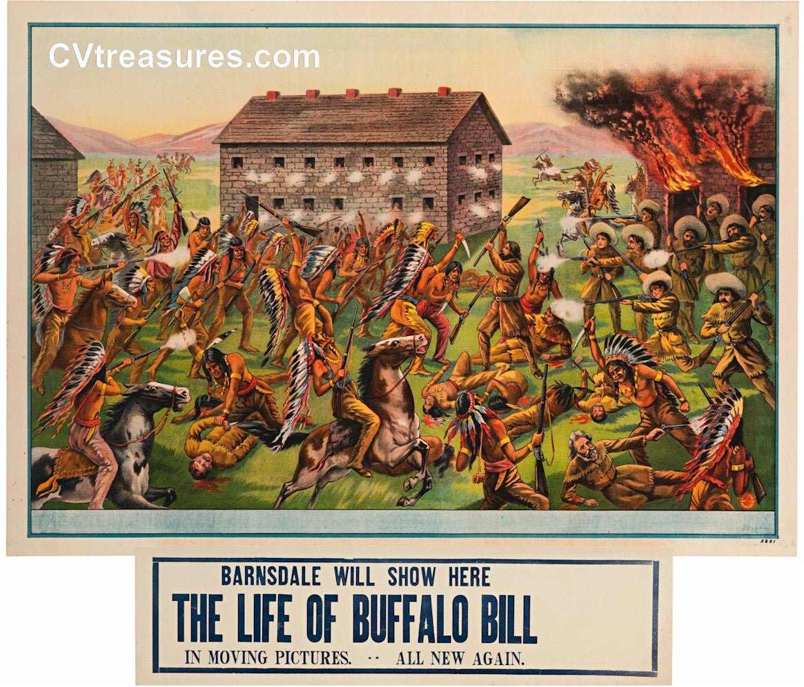 BUFFALO BILL CODY Vintage Wild West One Sheet Poster Lithograph 1912