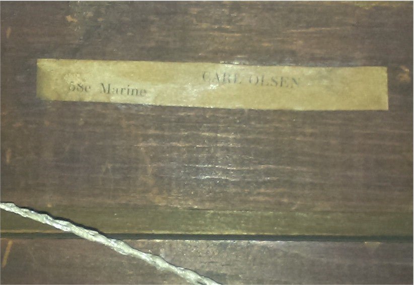 CARL OLSON Stunning Seacsape oil canvas mid - 19th Century