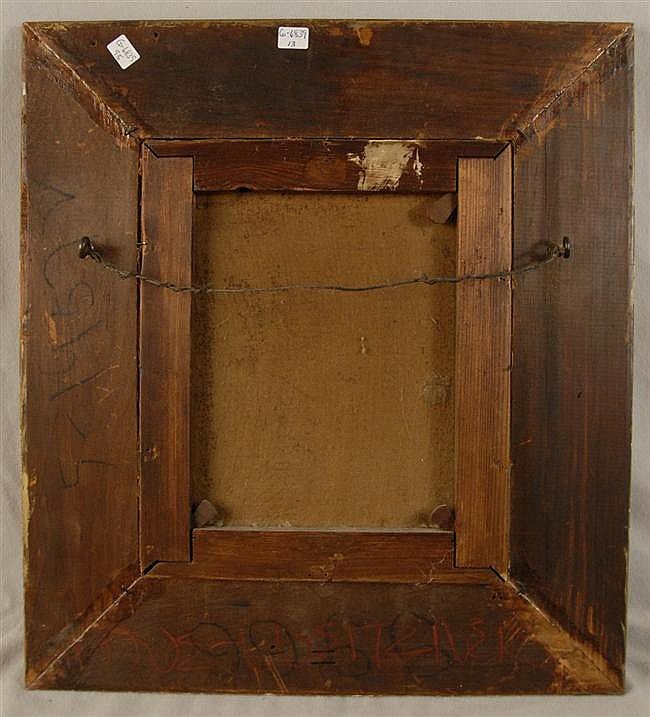 Continental School "Lady Being Serenaded" 19th century antique oil fine art painting