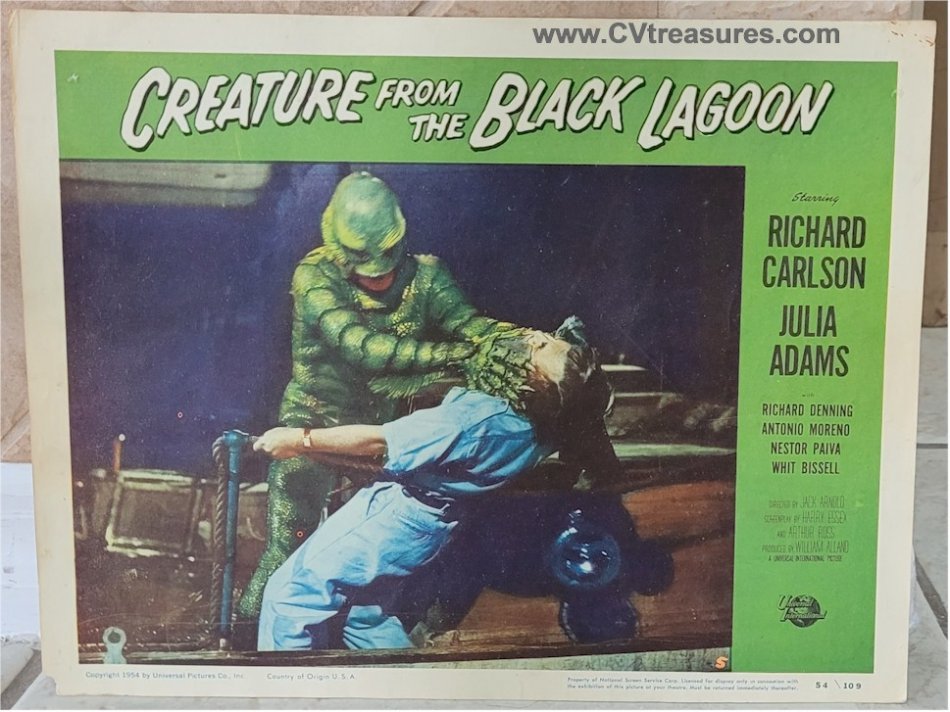 Creature From the Black Lagoon Sci Fi Horror Authentic Original Vintage Horror Movie Theater Poster lobby card