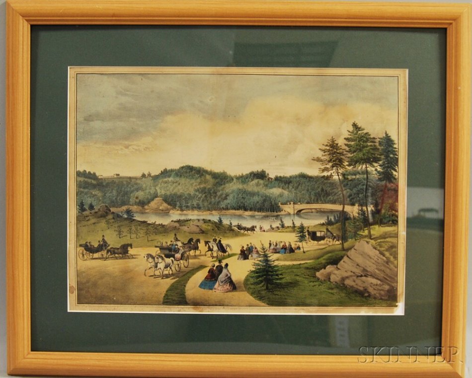 Currier & Ives Hand - colored Engraving of Central Park 1862