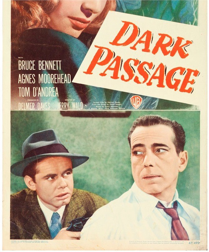 Dark Passage Original Vintage Movie Theater Poster Insert Humphrey Bogart Lauren Bacall 1947