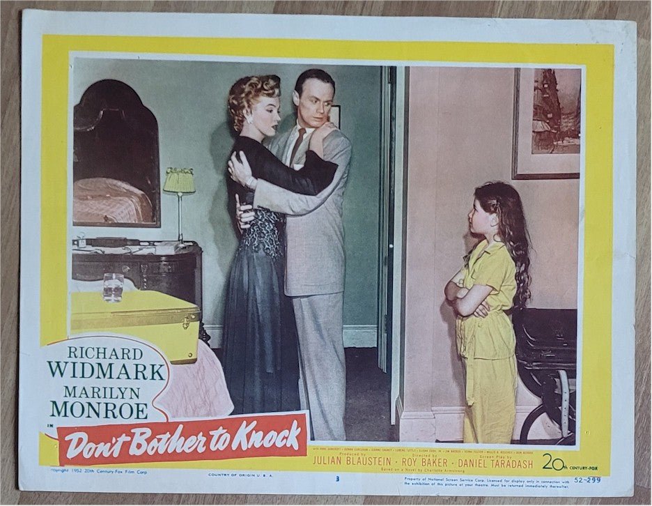 Don't Bother to Knock Marilyn Monroe Original Vintage Lobby Card Movie Poster