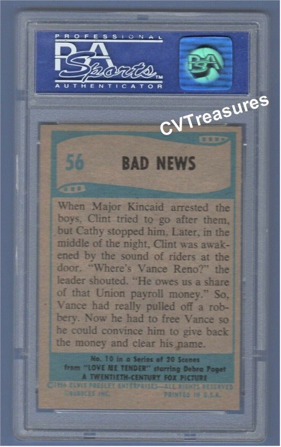 Elvis Presley Topps Card 56 1956 PSA 8 Mint "Love Me Tender"