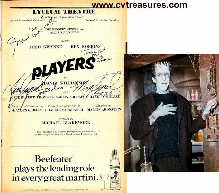 Fred Gwynne Authentic Vintage Signed Autographed Playbill