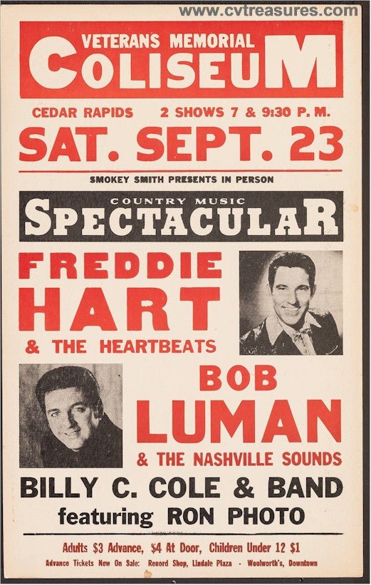 Freddy Hart Original Vintage Country Music Concert Poster 1961