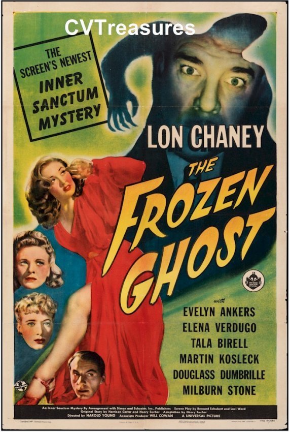 Frozen Ghost Original Authentic Vintage Universal Horror Movie Poster one sheet Lon Chaney 1944