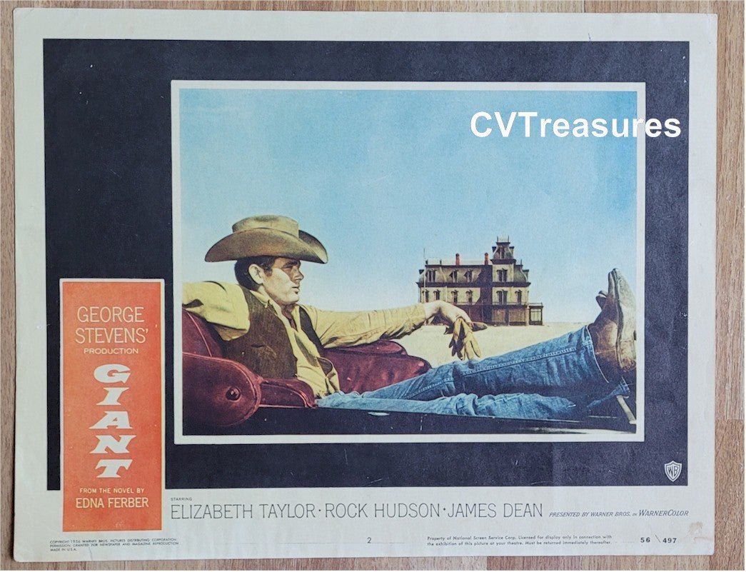 Giant Original Vintage Lobby Card Movie Poster Elizabeth Taylor, Rock Hudson, James Dean 1956