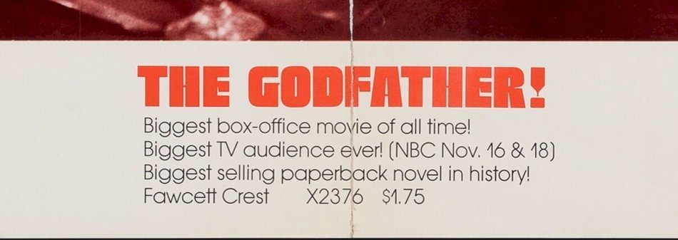 Godfather RARE Original Authentic Vintage Book Promotional Movie Poster 1974