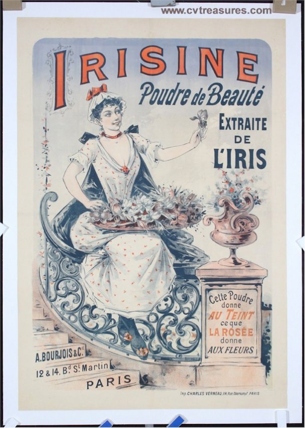 French Advertising Poster Antique Beauty Powder