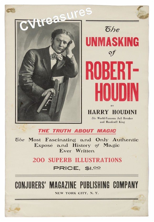 HARRY HOUDINI Historic MEGA RARE Magic Book Advertising Promotional Campaign Poster Banner 1908 B