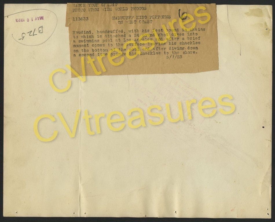 Harry Houdini ORIGINAL Vintage LIVE Escape TYPE 1 Photo 1923 Historical Photography