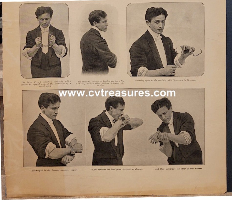 Harry Houdini Original Vintage Poster Size Article 1904