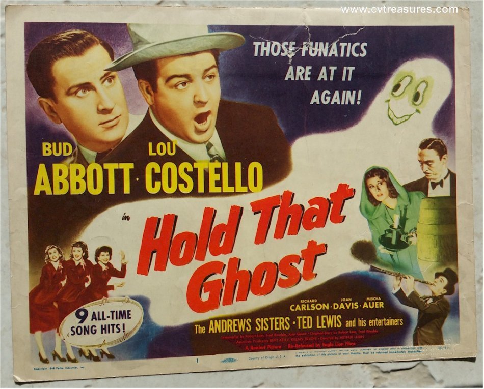 Hold That Ghost Original Authentic Vintage Title Lobby Card Movie Poster Bud Abbott Lou Costello