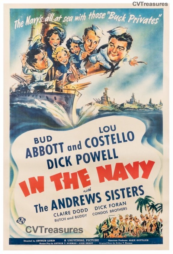 In the Navy Abbott and Costello Original Vintage Movie theater Poster one sheet Guaranteed Authentic