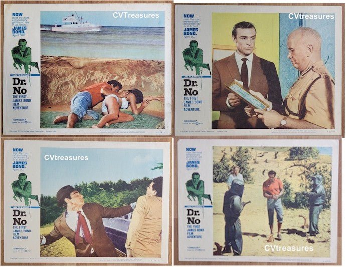James Bond DR NO Original SET of FOUR Vintage Lobby Cards Sean Connery 1962