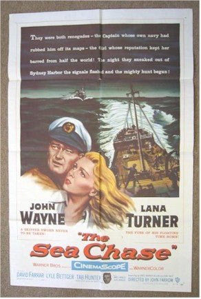 John Wayne Sea Chase - original vintage one sheet - 1955