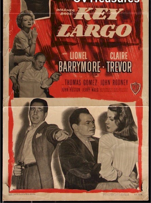 Key Largo Original Authentic Vintage Movie Theater Poster Insert Humphrey Bogart Lauren Bacall 2