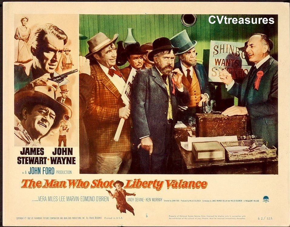 Man Who Shot Liberty Valance Original Authentic Vintage Western Movie Theater Poster Lobby Card John Wayne James Stewart 6