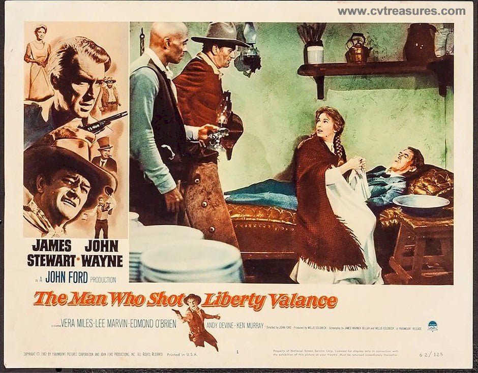 Man Who Shot Liberty Valance Original Authentic Vintage Western Movie Theater Poster Lobby Card John Wayne James Stewart