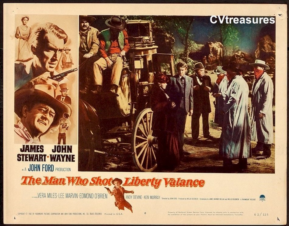 Man Who Shot Liberty Valance Original Authentic Vintage Western Movie Theater Poster Lobby Card John Wayne James Stewart 8