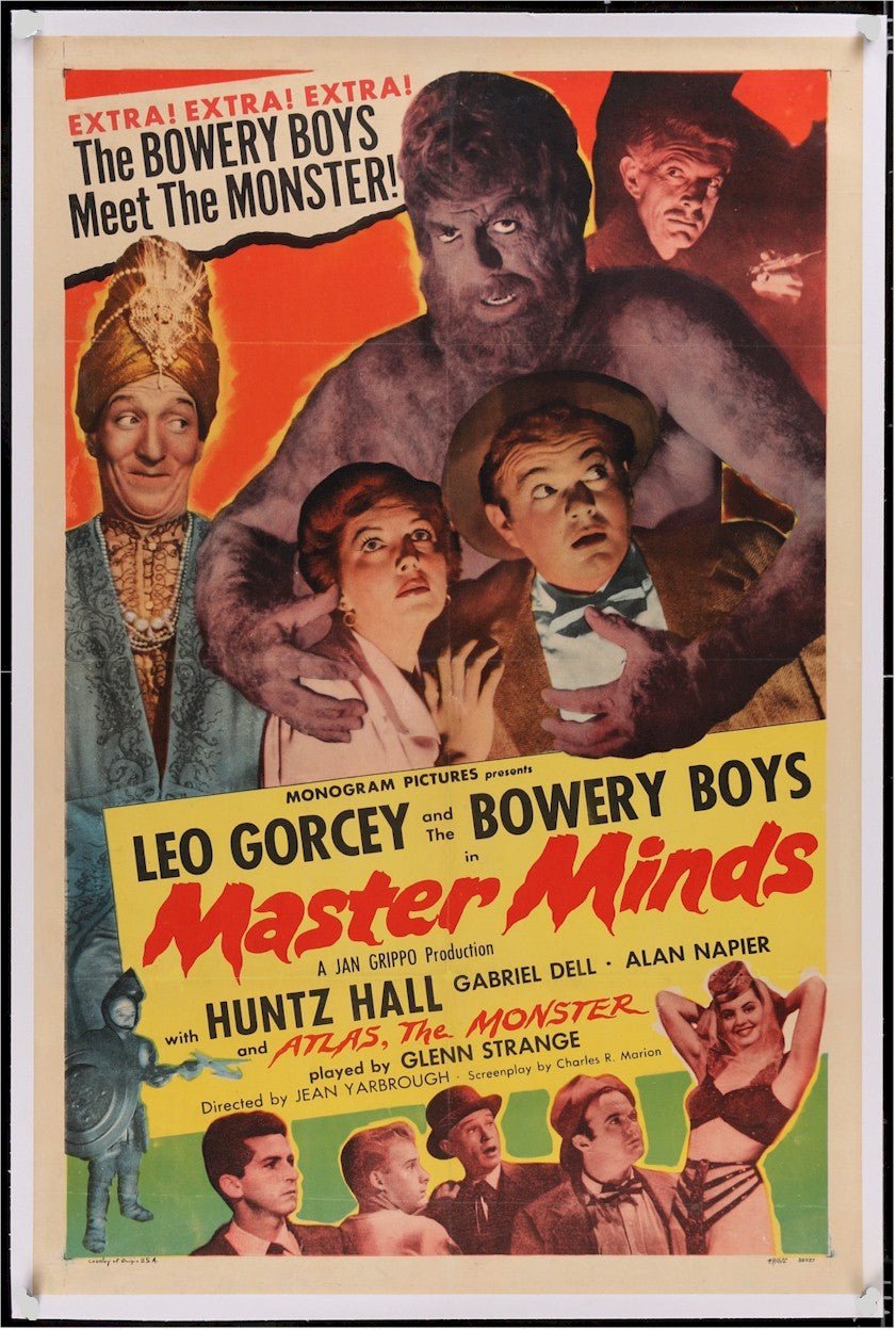 Master Minds Original Vintage One Sheet Horror Comedy Movie Poster Bowery Boys Glenn Strange