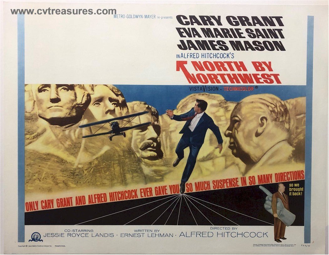 North by Northwest Alfred Hitchcock Original Vintage Movie Poster Half Sheet Guaranteed Authentic