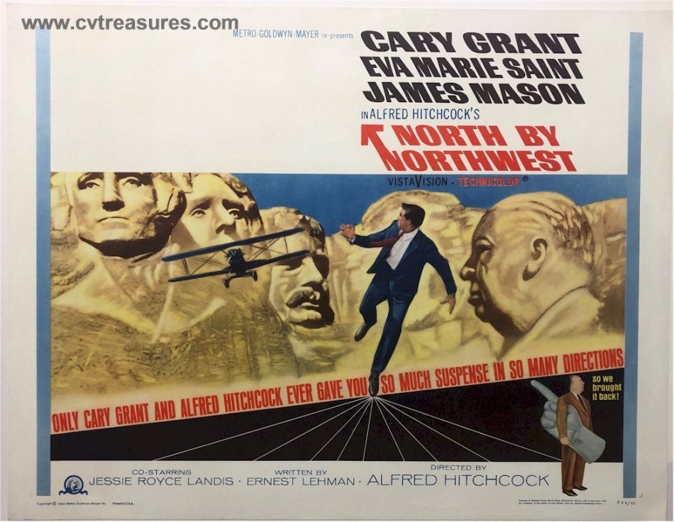 North by Northwest Vintage Movie Poster Half Sheet Hitchcock
