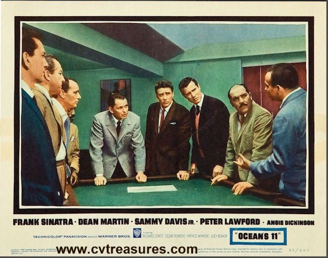 Oceans 11 Original Vintage Movie Theater Poster Lobby Card Frank Sinatra Martin Rat Pack 1960