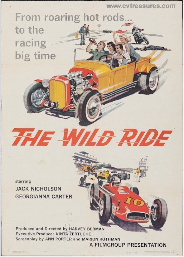 Original Vintage Movie Poster One Sheet WILD RIDE Jack Nicholson Classic Car Art 1960