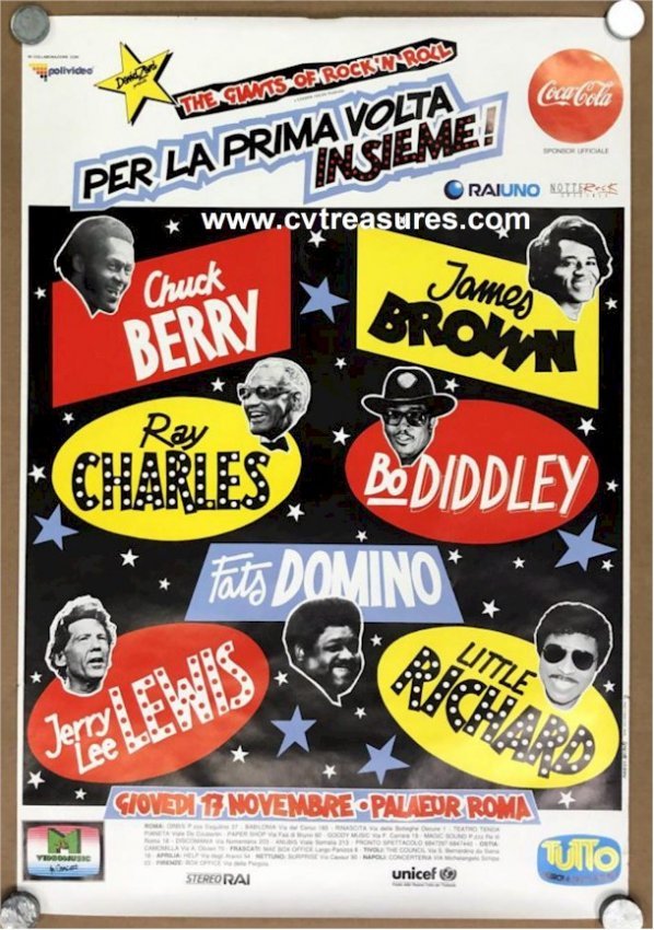 Original Vintage Rock n' Roll Concert Poster James Brown Ray Cha