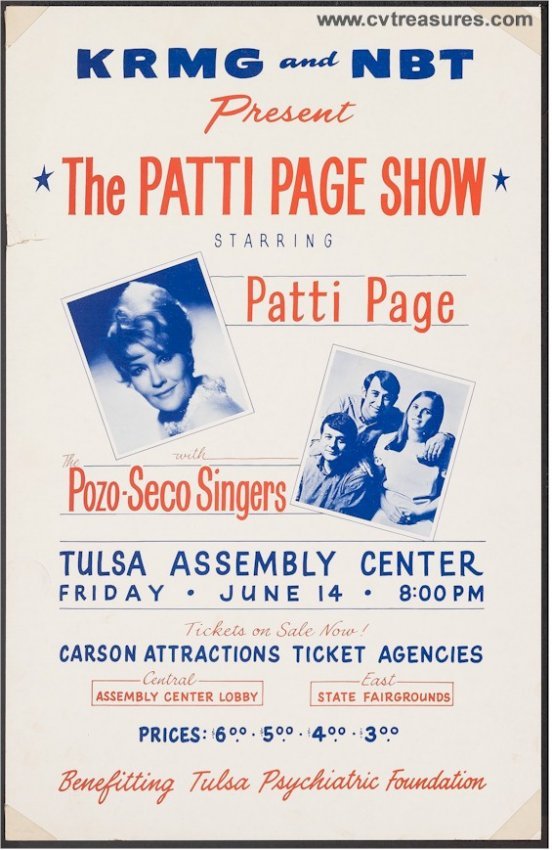 Patti Page Original Vintage Concert Poster Live Performance 1968