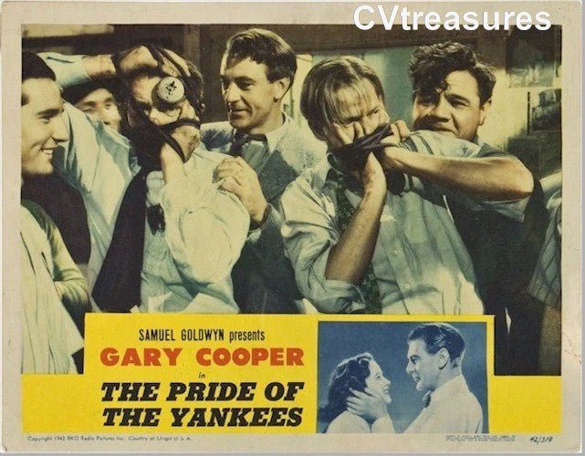 Pride of the Yankees Original Authentic Vintage Movie Poster lobby card Babe Ruth 1942 Gary Cooper