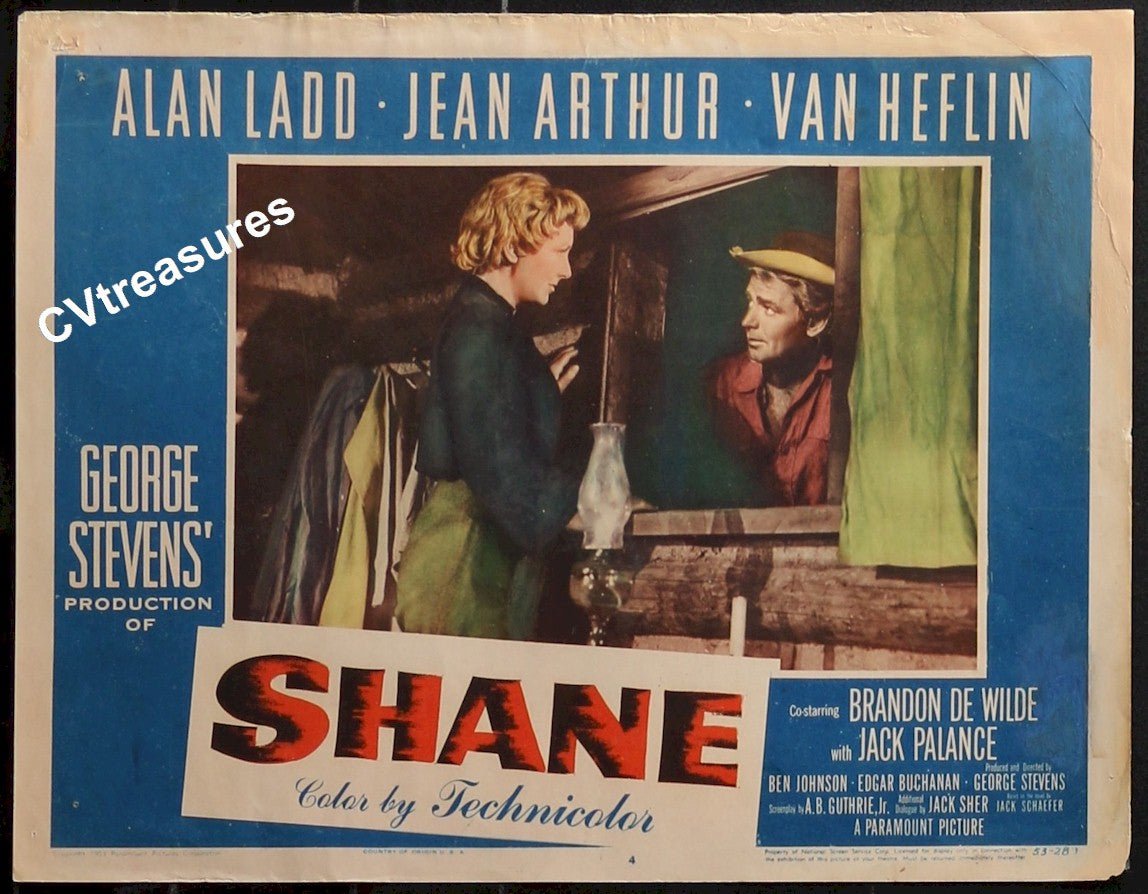 SHANE Original Vintage Lobby Card Movie Poster Western Alan Ladd Jack Palance 1953 4