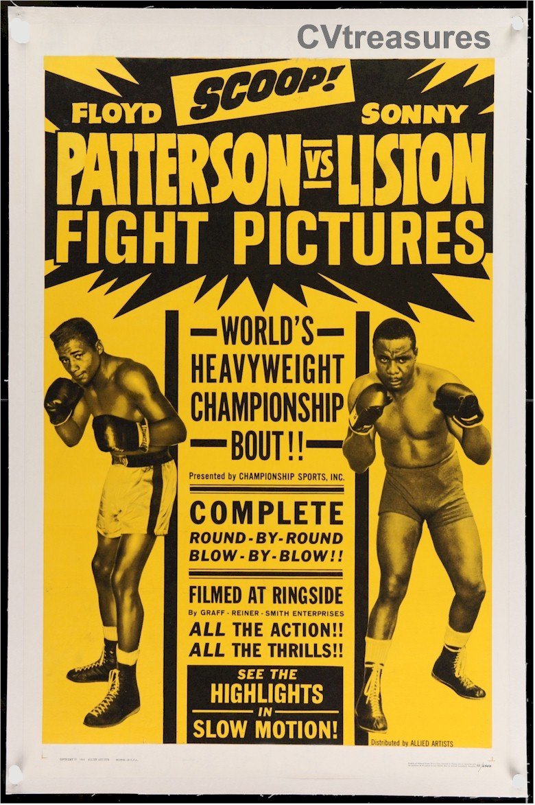 Sonny Liston and Floyd Patterson Original Vintage Sports Memorabilia Boxing Poster 1962