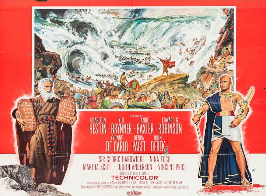 Ten Commandments Original Vintage SIX SHEET Movie Poster Heston