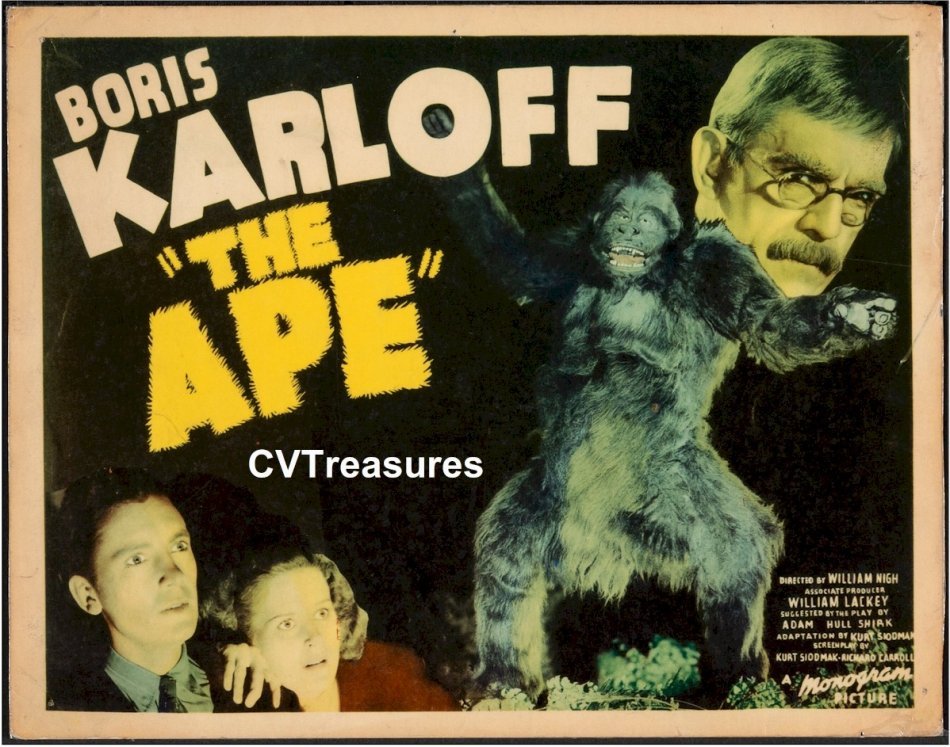 The Ape Original Vintage Horror Movie Poster Lobby Card Boris Karloff Guaranteed Authentic