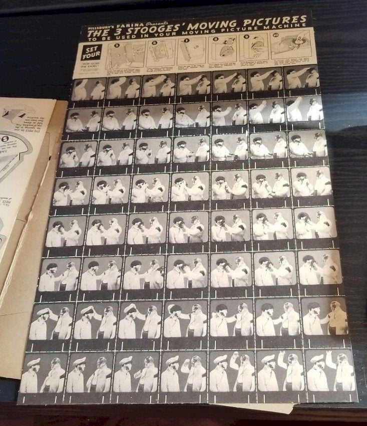 Three Stooges Pillsbury's Farina Moving Picture Machine Vintage Memorabilia UNUSED