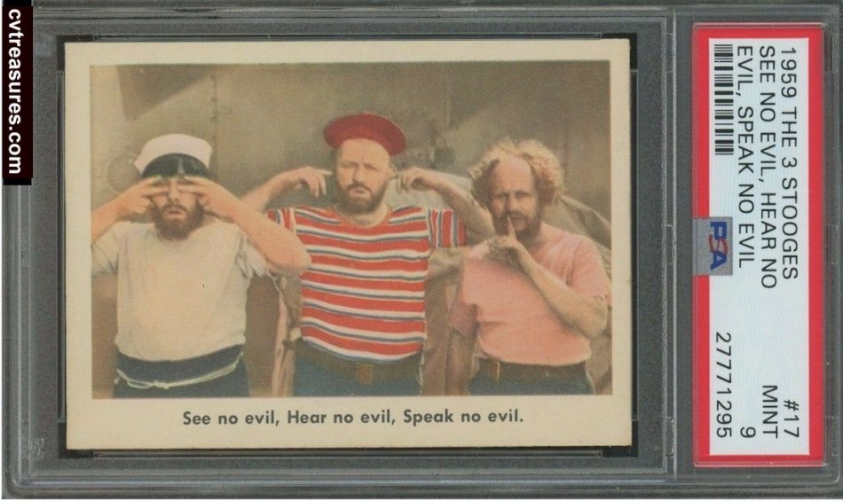 Three Stooges Vintage High Grade Fleer Card PSA 9 #17 1959