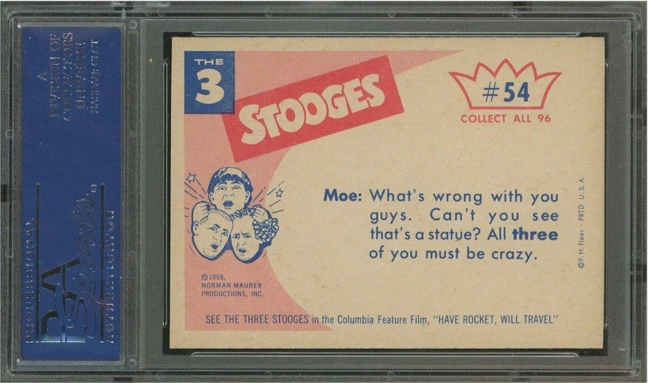 Three Stooges Vintage High Grade Fleer Card PSA 9 #54 1959