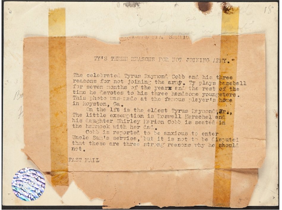 Ty Cobb and Children Original Vintage Type 1 Photo Baseball Sports Memorabilia