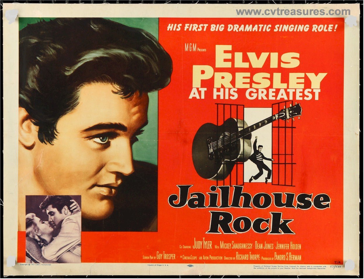 Jailhouse Rock Original Authentic Vintage Movie Poster Half Sheet Elvis Presley Guaranteed Authentic