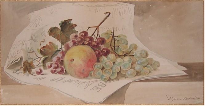 W Jackson Gorton, 1894 Still Fruit - Boston Globe Watercolor